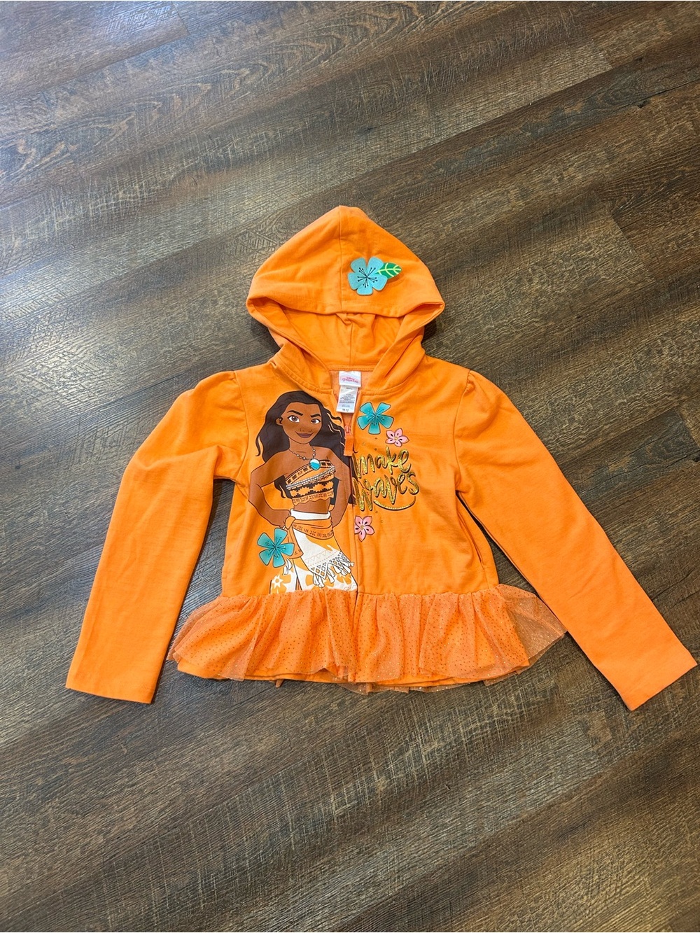 Disney Moana Girls' Hooded Jacket with Tulle Hem